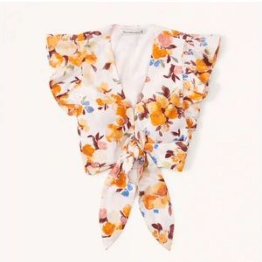 A&F Linen & Cotton Floral Crop Top Size S